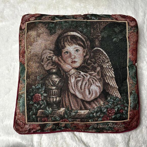 Donna Richardson Angel Design Tapestry Throw Pillow 17x17” - Picture 2 of 6
